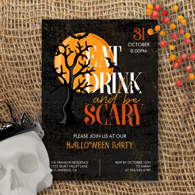 Ät dryck och var Scary Halloween fest Inbjudningar (Skapare uppladdad)