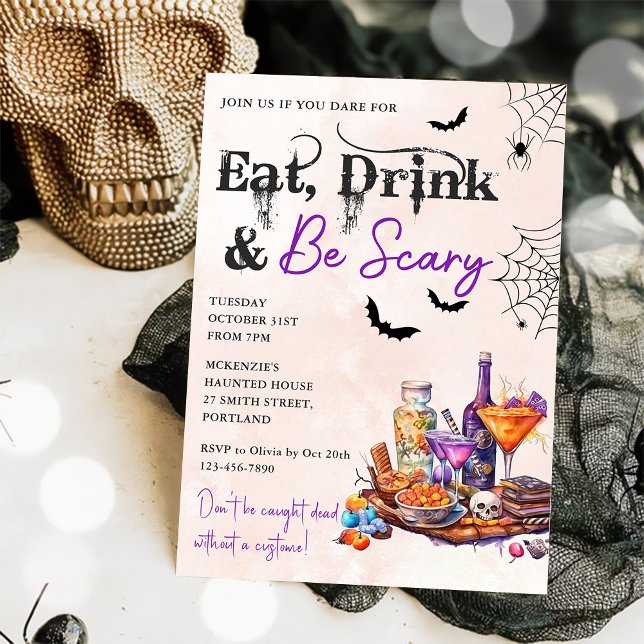 Ät dryck och var scary Halloween fest inbjudningar (Skapare uppladdad)
