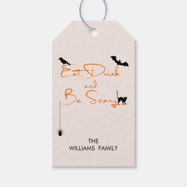 Ät dryck och var scary Halloween Gift-Märkre Presentetikett (Framsidan)