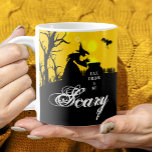 Ät dryck och var scary Halloween Kaffemugg<br><div class="desc">En ondskefull häxa och hennes kauldron,  ett svart fladdermus,  ett betesstaket och ett tomt träd-silhuetterat mot ett skådespel himlar,  dessa kaffe koppar är ,  dryck och Skary roligt för Halloween eller något tillfälle. MATCHING-objekt i vår butik.</div>