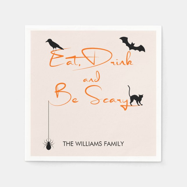 Ät dryck och var scary Halloween Pappra Napkins Pappersservett (Framsidan)