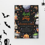 Ät dryck och var scary Halloween Potluck Party Inbjudningar<br><div class="desc">Ät Drick och var scary Halloween Potluck Party-inbjudan. Modern Halloween-temad design för ett spooktaculärt party! Den här inbjudan innehåller en spindel, ett spöke, en trollhatt, en pumpa, magiska potioner, en måne, en skalle med ett ljus och två häxans potionskabuldron. En gender-neutralt-utformning, perfekt för firande i oktober! Den här halloween-festinbjudan är...</div>