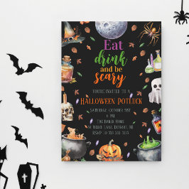 Ät dryck och var scary Halloween Potluck Party Inbjudningar