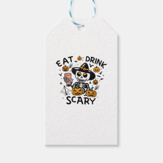 Ät dryck och var scary Halloween Pumpkin-miniatyr Presentetikett