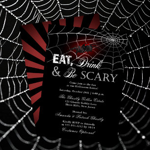 Ät dryck och var Scary Spider Halloween fest Inbjudningar