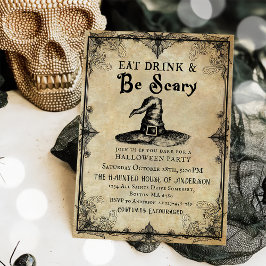 Ät dryck och var scary Vuxen Halloween fest Gothic Inbjudningar