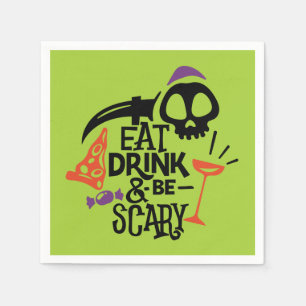 Ät dryck och var scen Grönt Halloween fest Pappersservett