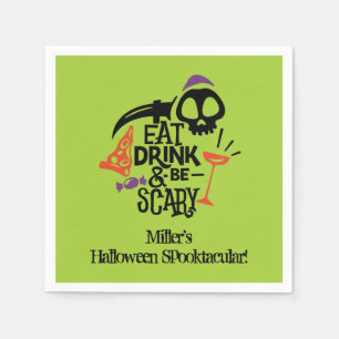 Ät dryck och var scen Grönt Halloween fest Pappersservett