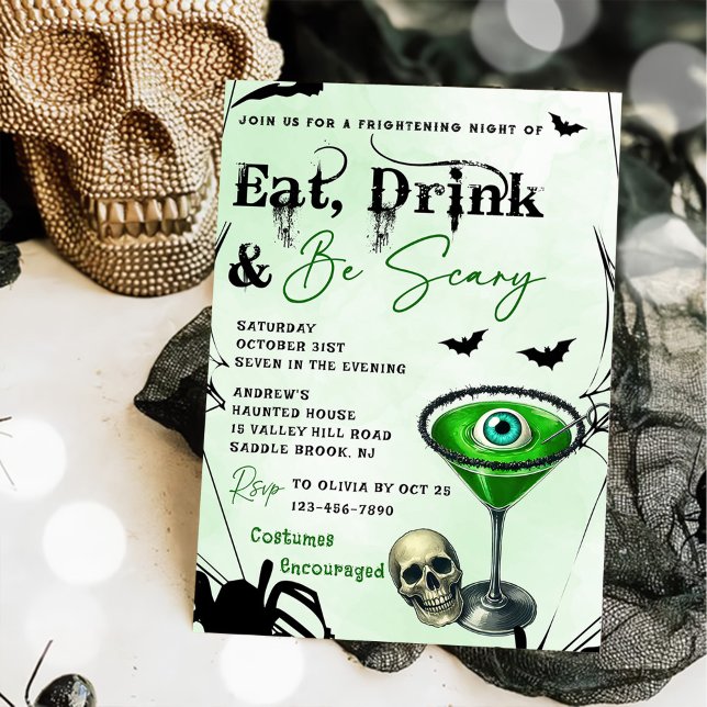 Ät dryck och var scen Halloween fest Inbjudningar (Skapare uppladdad)