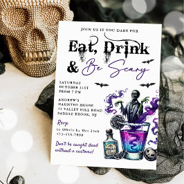 Ät dryck och var scen Halloween fest Inbjudningar