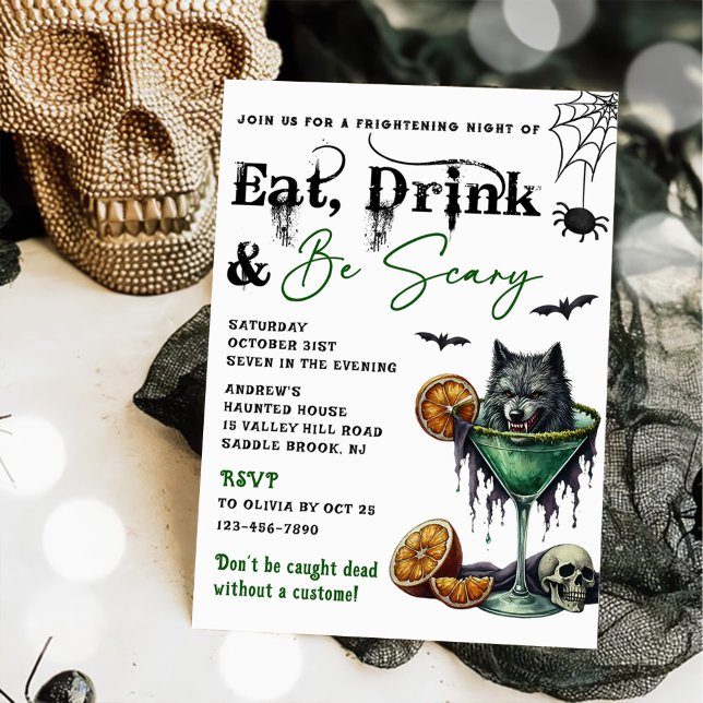 Ät dryck och var scen Halloween fest Inbjudningar (Skapare uppladdad)