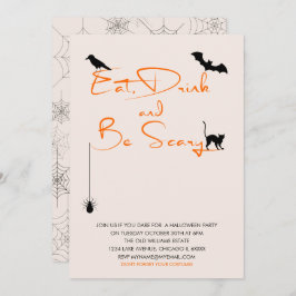 Ät dryck och var scen Halloween fest-kort Inbjudningar