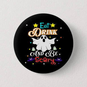 Ät dryck och var scen Happy halloween dag Knapp