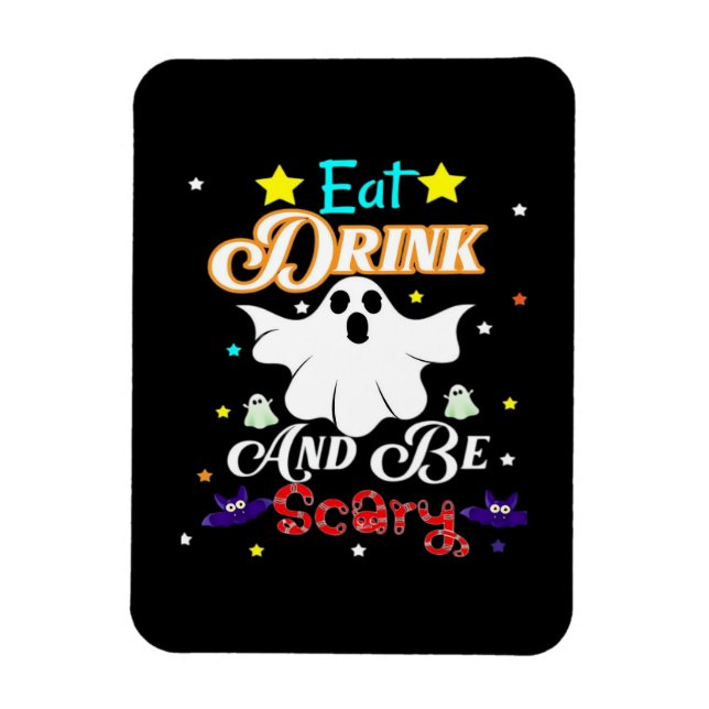 Ät dryck och var scen Happy halloween dag Magnet (Vertikal)