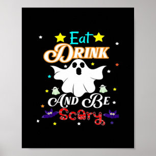 Ät dryck och var scen Happy halloween dag Poster