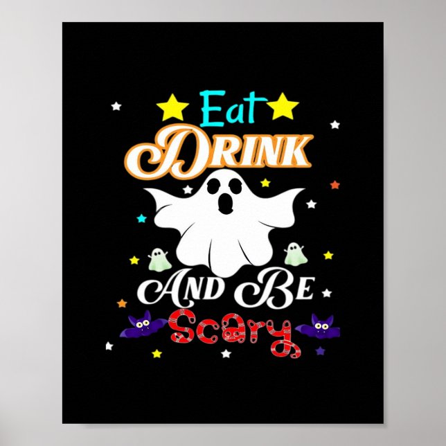 Ät dryck och var scen Happy halloween dag Poster (Framsidan)