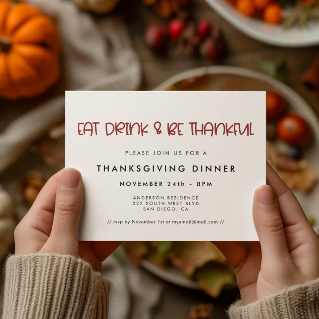 Ät dryck och var snäll och var god Thanksgiving. Inbjudningar (Skapare uppladdad)