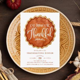 Ät dryck och var tacksam, Pumpkin Paj Thanksgiving Inbjudningar
