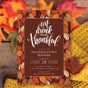 Ät dryck och var tacksam Thanksgiving Inbjudningar