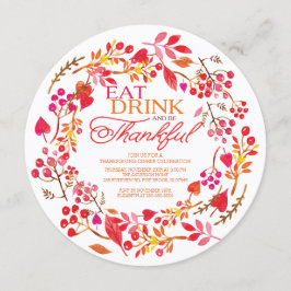 Ät dryck och var tacksam Thanksgiving Middag Inbjudningar