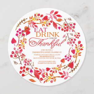 Ät dryck och var tacksam Thanksgiving Middag Inbjudningar