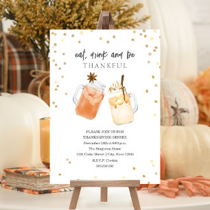 Ät dryck och var tacksam Thanksgiving Middagsdrick Inbjudningar