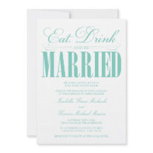Ät, dryck och vara gift | Bröllopsinbjudan