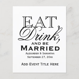 Ät, dryck och vara gift Personligt bröllp Flygblad