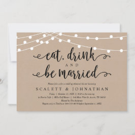 Ät, dryck och vara gift, rustik, repetitionsmiddag inbjudningar