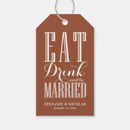Ät, dryck och vara gift Terracotta Bröllop Presentetikett