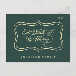 Ät dryck och vara God jul Classic Guld Ram Helg Vykort