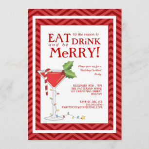 Ät dryck och vara God jul Cocktail Party Inbjudningar