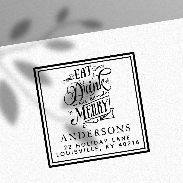 Ät dryck och vara God jul Helgdag Adress Självfärgande Stämpel (Skapare uppladdad)