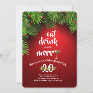 Ät dryck och vara God jul Party Inbjudningar