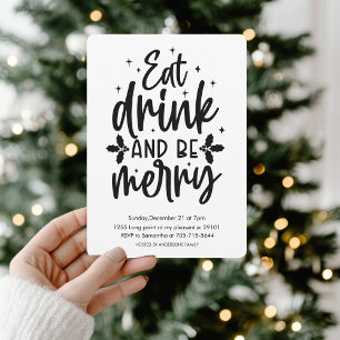 Ät dryck och vara God jul Party Inbjudningar