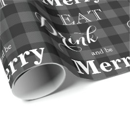 Ät dryck och vara Merry Classic grått Black plaid Presentpapper