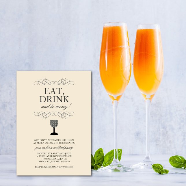 Ät-, dryck- och vara Merry Cocktail Party-inbjudan Inbjudningar (Skapare uppladdad)