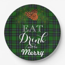 Ät dryck och vara Merry-grönt buffalo plaid
