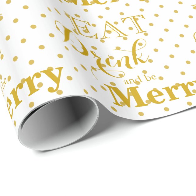 Ät dryck och vara Merry | Polka punkt mönster Presentpapper (Rullad Hörn)