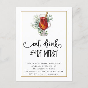 Ät dryck och vara Merry Snowbär jul Party Vykort