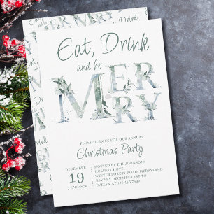 Ät dryck och vara Merry Typography God Party Inbjudningar