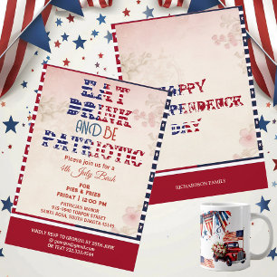Ät dryck och vara patriotisk 4 juli Bash Shabby ch Inbjudningar