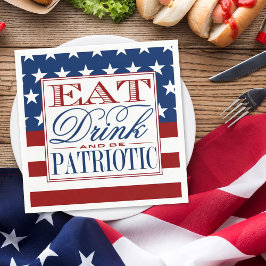 Ät, dryck och vara patriotisk | 4 juli Party Pappersservett