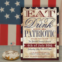 Ät, dryck och vara patriotisk Vintage 4 juli
