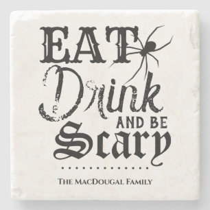 Ät dryck och vara Scary Family Halloween Kitchen Stenunderlägg