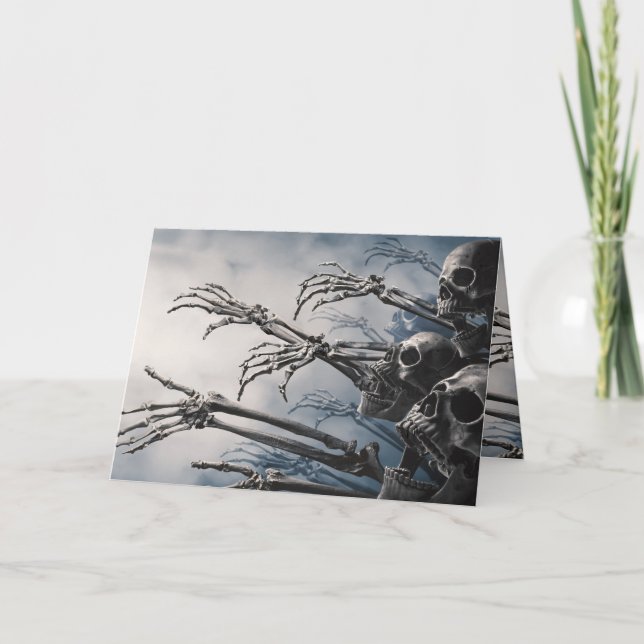 Ät dryck Skräms Zombie Skeleton Halloween Kort (Framsida)