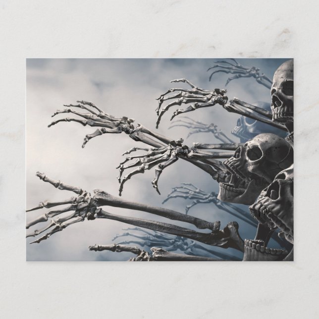 Ät dryck Skräms Zombie Skeleton Halloween-kort Vykort (Framsida)