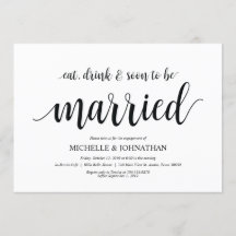 Ät, dryck, snart gift, Förlovningsfest inbjudnings