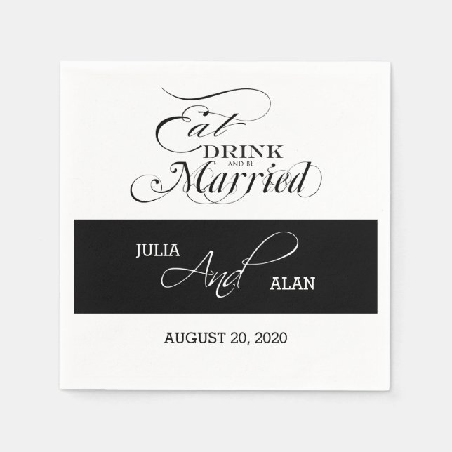 Ät, dryck, var gift med Bröllop Pappra blöjor Pappersservett (Framsidan)