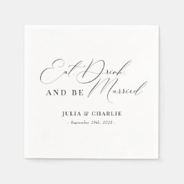 Ät, dryck, var gift, modern Elegant bröllop Pappersservett